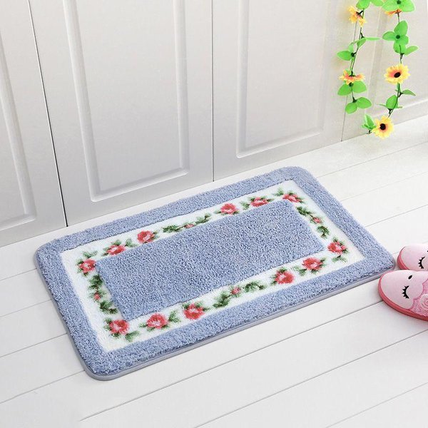 Felpudo Felpudo De BañO Absorbente Alfombrilla Antideslizante Para El BañO BalcóN Cocina Dormitorio Alfombra Para El Hogar 40*60Cm Azul-image