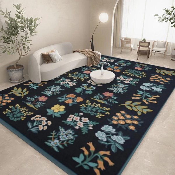 Elegancki Francuski Dywan W Kwiaty Do Salonu, Dekoracja Domu, Dywaniki Pod Sofę, Dywan Do Sypialni, Dywanik Do Salonu, Kuchni, Stolika Kawowego, Mata PodłOgowa, Dywan Do WnęTrz 50X80CM Gray-image