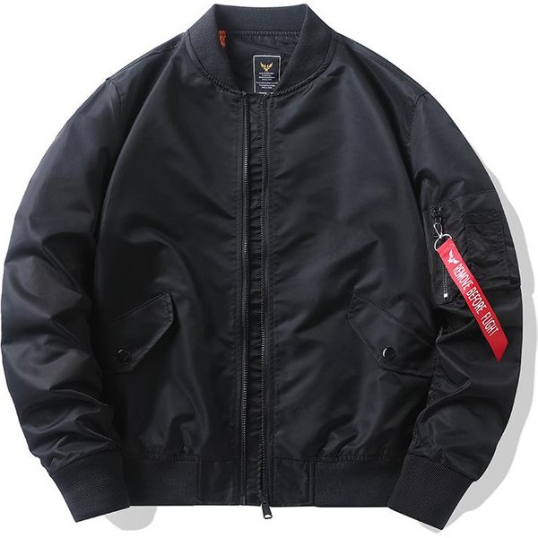 Chaqueta Bomber De OtoñO E Invierno Chaqueta De Vuelo Para Hombre XL Black-image