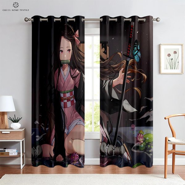 ZasłOny Animowane Z KreskóWek Do Pokoju DziecięCego, Kuchni, Salonu, Gabinetu, Dekoracyjne, Dekoracja Domu, 2 Szt. W50Xh130(Cm)X2Pcs&Grommet Top-image