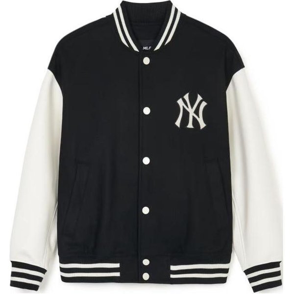 MLB SS24 Naszywka Z Logo New York Yankees Kardigan Z ObniżOnymi Ramionami Na Guziki Kurtka Baseballowa Kurtki Unisex Czarny 3AJPV0541-50BKS XS White-image