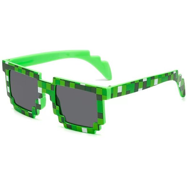 Nuevas Gafas De Sol Pixeladas De Moda Gafas Creeper Divertidas Gafas De Mosaico Para NiñOs NiñAs Gafas De Moda Green-image