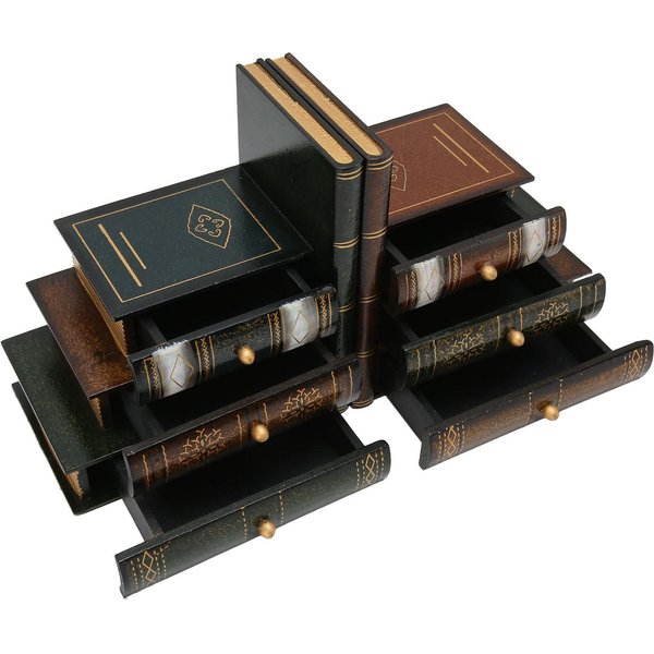 Soportes Para Libros EstanteríAs Estilo Retro Soportes Para Libros Soporte De Apoyo Para Libros Con Cajones DecoracióN Del Hogar-image