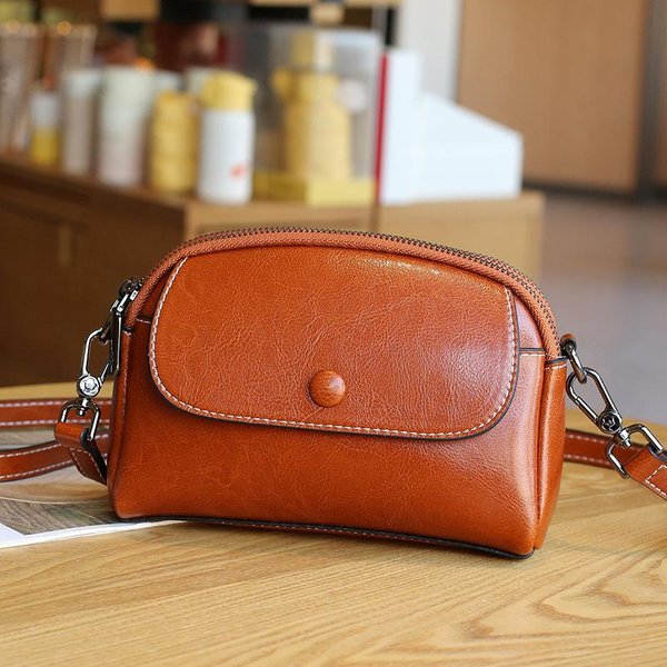 Bolso De Mujer De Cuero Suave Para Madre Bolso Para TeléFono MóVil Bolso Bandolera De Un Solo Hombro Monedero De Compras Para Mujer Mini Bolso Negro-image