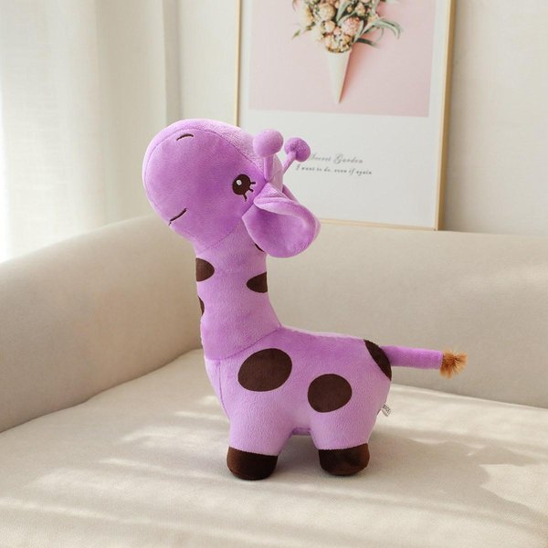 KreskóWkowa Pluszowa Zabawka żYrafa Kawaii Lalka ZwierzęCa Zabawka Dla Dzieci Dekoracja Domu Prezent Urodzinowy MięKka Zabawka ŻYrafa 28Cm Fioletowy-image
