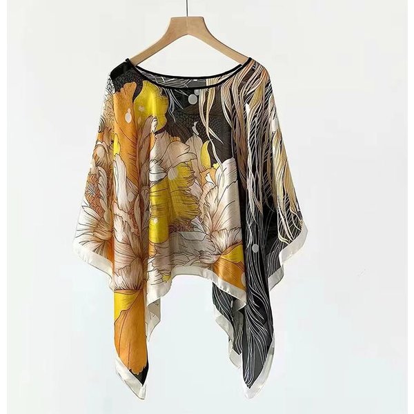 Chales De Verano Para Playa, Sexys, Estampados A La Moda, De Gasa, Para Mujer, Para Cubrirse El Bikini, Blusa Holgada, Protector Solar, Poncho CóModo Y Caliente 110-110CM Black-image
