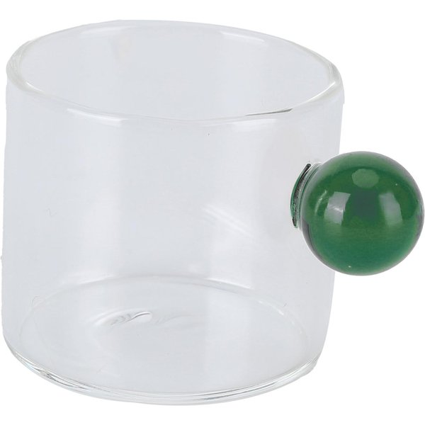 Taza De Té Vaso Taza De Vidrio Transparente Resistente Al Calor Taza De Café Con Asa De Bola 120Ml Asa Verde Color Rosa-image