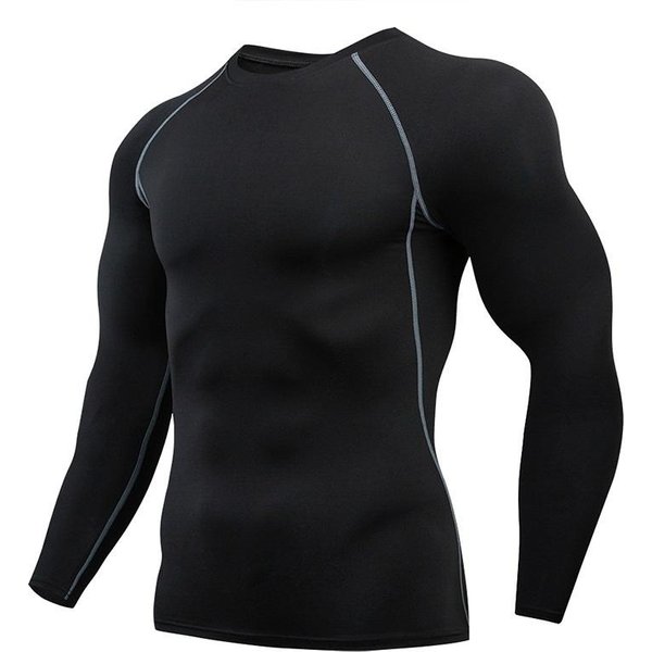 MęSka SzybkoschnąCa OddychająCa Koszulka Z DłUgim RęKawem Do Biegania Na śWieżYm Powietrzu Z Nadrukiem Sportowa Kompresyjna ObcisłA Do Treningu Fitness Xxxxl-image