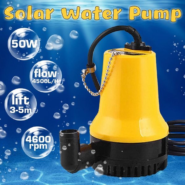 50W 4500L/H 5M DC 12V/24V SłOneczna Pompa Wodna Bezszczotkowy Silnik Cyrkulacja Wody Pompa GłęBinowa Nawadnianie Fontanna Staw Rybny DC 12V-image