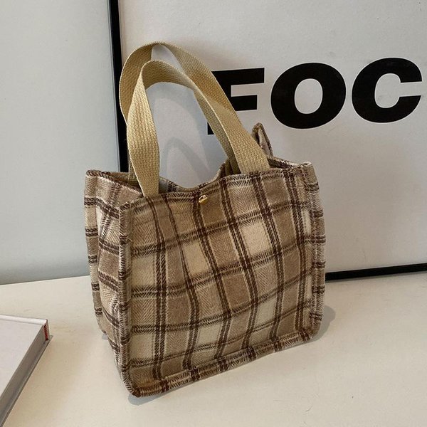 Jesienno-Zimowa Retro WełNiana Torba Dla Kobiet Nowa KoreańSka Torba Tote Wszechstronna Casualowa O DużEj PojemnośCi Na Jedno Ramię Do DojazdóW Brown-image