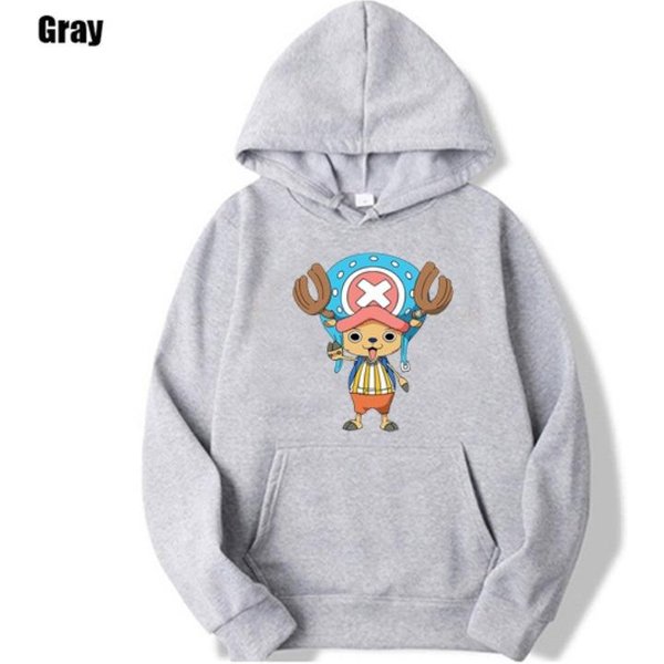 Anime One Piece Tony Tony Chopper Sudadera Con Capucha Estampada Hombres Mujeres Anime Sudadera Con Capucha Manga Larga JerséIs De Lana OtoñO Invierno Sudadera L Gris-image