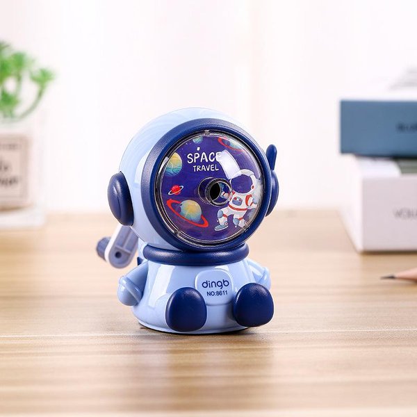 Sacapuntas De Dibujos Animados De Astronauta Para Estudiantes, Sacapuntas Manual Con Manivela, Cortador De LáPices Para La Escuela, 1 Ud. Azul-image