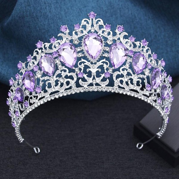 11 Colores Elegante Cristal Corona Grande Para Novias Vestido De Boda JoyeríA Para El Cabello Princesa Reina Tiara Verde Tocado Baile De GraduacióN Nupcial White-image