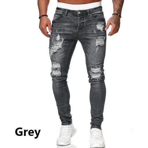Modne DżInsy MęSkie ObcisłE Spodnie DżInsowe MęSkie Zgrywanie Spodnie Streetwear MęSkie DżInsy Spodnie ObcisłE M-image