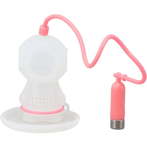 Infusor De Té De Silicona Forma De Buceador Lindo Filtro De Hojas De Té Sueltas Difusor Colador De Té Con Cadena Y Color Rosa-image