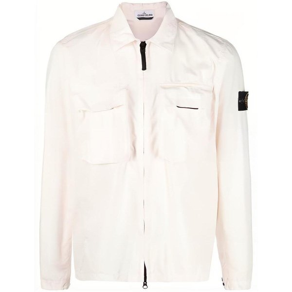 Stone Island Ss22 Chaqueta De Manga Larga Lavada Con Doble Bolsillo Para Hombre Chaquetas Blanco 7615114WN-V0103 L White-image