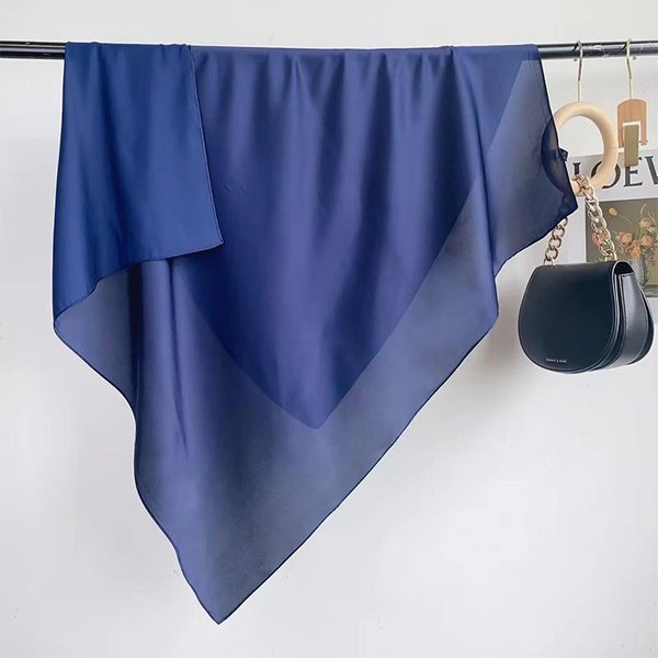 Druk Satynowy Jedwabny Kwadratowy Szalik HidżAb Kobiety Bandana 90Cm Chusty Na GłOwę Apaszka Damska Szal Szal Wrap Foulard Opaska Na GłOwę 90X90CM Blue-image