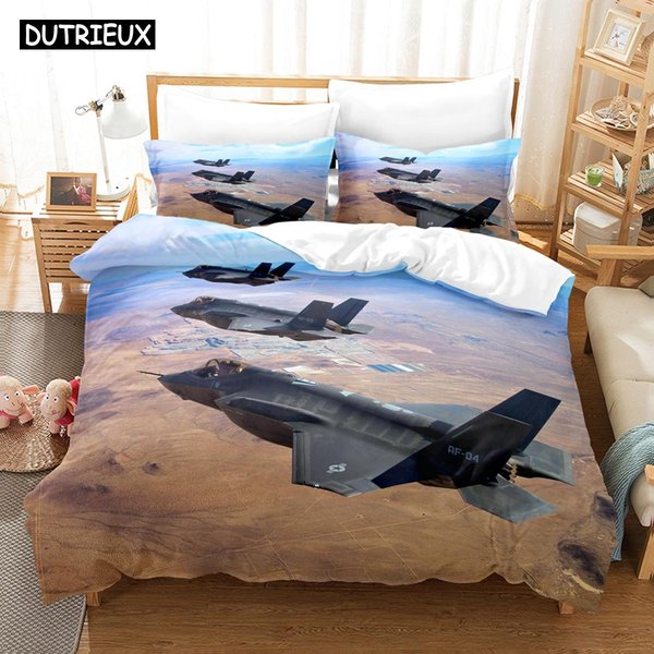 3D MyśLiwiec F-35 PośCiel Poszewka Na KołDrę Z Poszewką Na Poduszkę Rozmiar Pojedynczy PełNy Queen King PośCiel EU Single(135X200Cm)-image