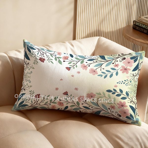 Funda De Almohada Floral De Abeja Y Mariposa Adecuada Para Sofá, Dormitorio, Coche, Funda De Almohada, CojíN, CojíN Rectangular Para Respaldo 30X50Cm White-image