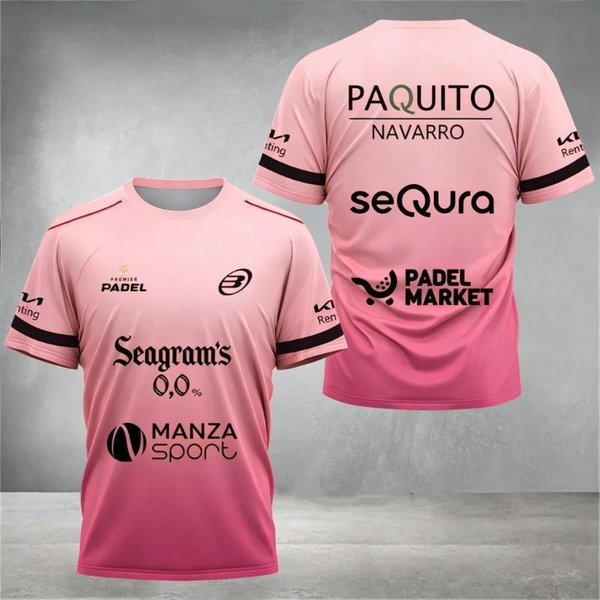 Camiseta Deportiva Profesional De PáDel Para Hombre De Manga Corta Transpirable De Secado RáPido Top De Entrenamiento Y Partido Uniforme De Equipo Estampado S White-image