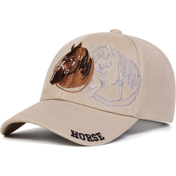 Unisex Czapki Baseballowe Z Haftem Konia Wiosna Jesień Outdoor Regulowane Codzienne Kapelusze Kapelusz PrzeciwsłOneczny Gray-image