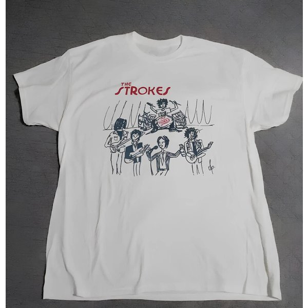 Camiseta Con Logo Retro De The Strokes Banda De Rock Indie Estampado GráFico Vintage AlgodóN Casual Manga Corta Unisex Camiseta Streetwear S Gray-image