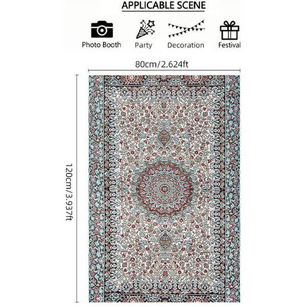 MuzułMańSka Mata Do Modlitwy Dywanik Z Motywem Meczetu, Winylowy WzóR Boho, Zmywalny Dywanik PodróżNy Na Eid, PrzenośNa Mata Do Salah 50X100Cm(20X39Inch-image