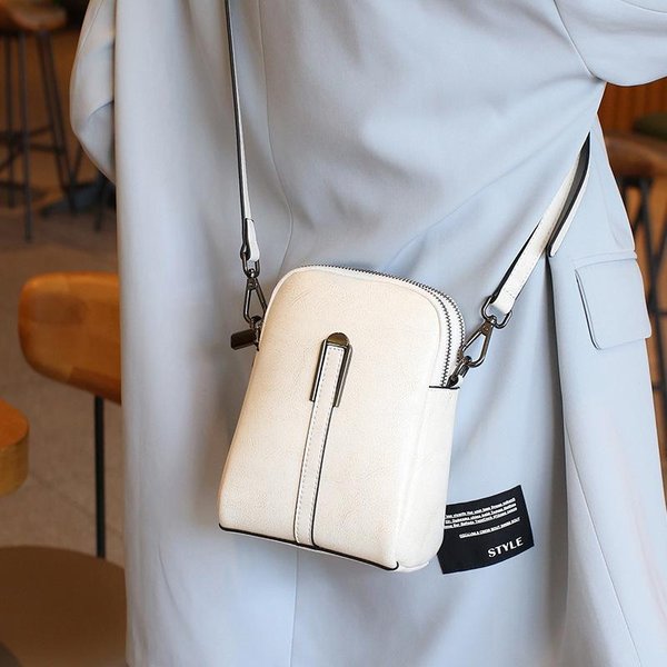 Nuevo Bolso Cruzado De Moda Para Mujer Bolso Concha VersáTil De Cuero Bolso De Hombro Para Mujer Bolso Para TeléFono MóVil Para Mujer Gray-image