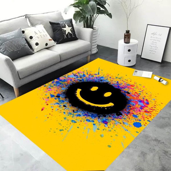 Dywanik 3D Graffiti UśMiechnięTa Twarz AntypośLizgowa Mata PodłOgowa Do Salonu Sypialni Dekoracja Kanapy Zabawa Dla Dzieci 50X80CM-image