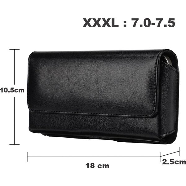 Uniwersalna SkóRzana Kabura Na Telefon KomóRkowy Z Klipsem Do Paska Etui Na Iphone 17 16 15 14 Pro Max Samsung Huawei Xiaomi MęSka Saszetka Na Pas Pokrowiec Xxxl Czarny-image