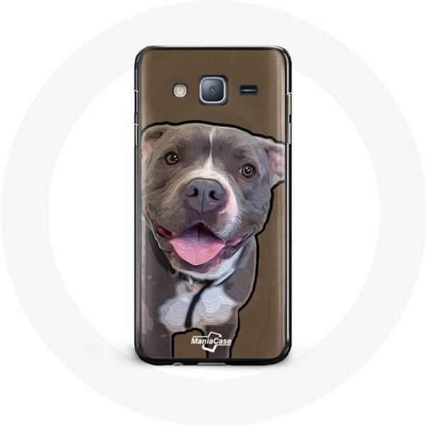 Coque Pour Samsung Galaxy J5 Chien Pitbull Blanc Gris-image