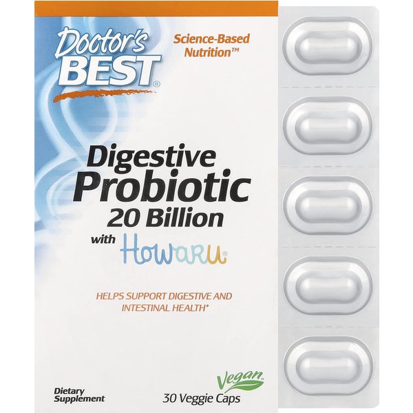 Doctor's Best, Contiene 20 Mil Millones De ProbióTicos Digestivos, Contiene Hawaru, 30 CáPsulas Vegetales-image