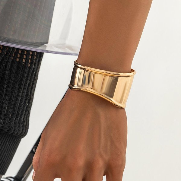 Moda Punk Vintage Hip Hop Mankiety Szerokie Bransoletki Prosta ZłOta Miedziana Bransoletka Dla Kobiet Pulseras Bransoletki Mankiety MężCzyźNi Brown-image