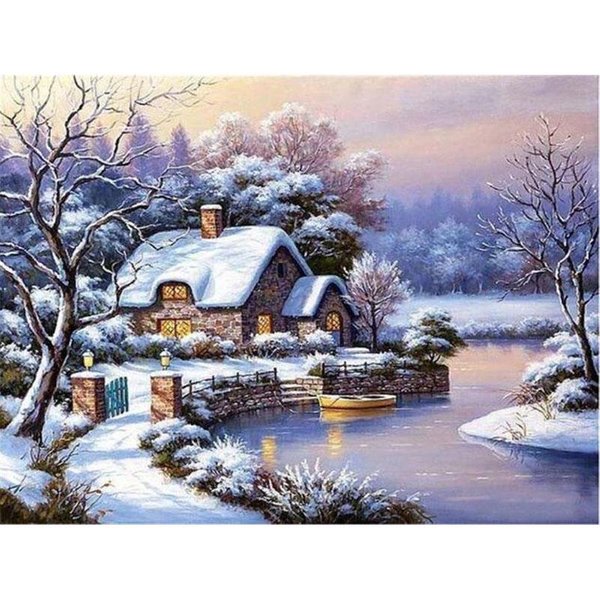 Pintura De Diamantes 5D Paisaje De Nieve Bordado De Diamantes Punto De Cruz 20X30CM-image