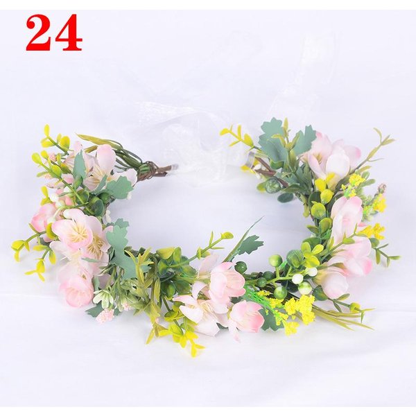 Diadema Floral De Moda Para La Cabeza, Diadema Para Mujer, Corona De Flores, Festival De Primavera, Boda 17 Beige-image