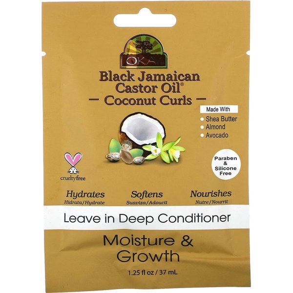 Okay Pure Naturals, Black Jamaican Castor Oil, Coconut Curls, Leave In Deep Conditioner, 1.25 Fl Oz (37 Ml) Beige-image