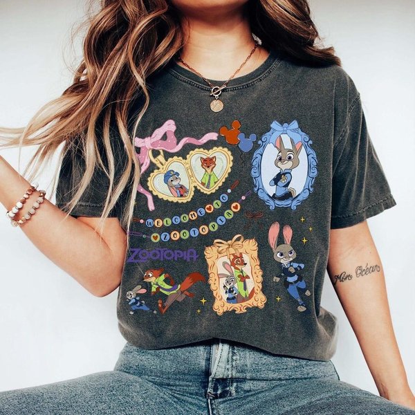 Kobieca Koszulka Zootopia, Koszulka Judy Hopps I Nicka Wilde'a, Koszulka Disney Zootropolis 2XL Gray-image
