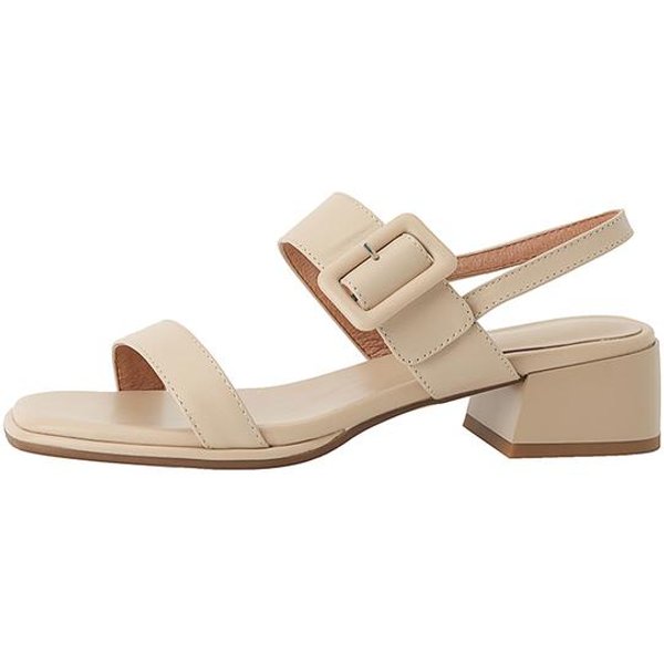 Letnie Damskie Buty Buty Z Odkrytymi Palcami SandałY Damskie Kwadratowy Obcas SkóRa Naturalna Masywny Obcas śRedni Obcas SandałY Obcasy SkóRa BydlęCa 35 Morelowy-image