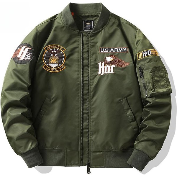 Wiosna I Jesień Nowa Kurtka Pilota Air Force Haftowana Kurtka Baseballowa Kurtka Robocza 3XL Black-image