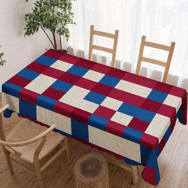 ProstokąTny Obrus W Kratę Do Dekoracji StołU, Na Imprezy śWiąTeczne, Wodoodporny, Wielokrotnego UżYtku, Obrus Na Stół, Do Kuchni, Jadalni 90X140Cm-image