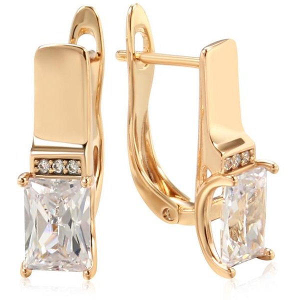 Pendiente De Gota De Circonita Natural Cuadrado Kienl Para Mujer Color Oro Rosa Accesorios De Boda JoyeríA Fina Diaria De Alta Calidad-image