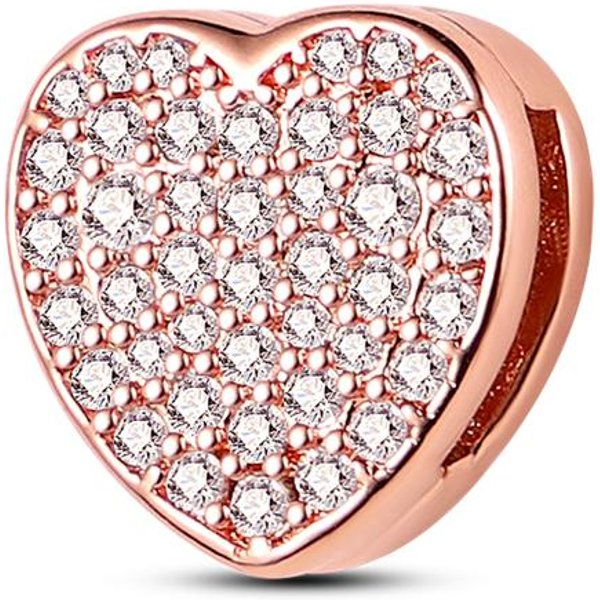Oro Rosa Plata De Ley 925 Familia CorazóN Hoja De Margarita Colgante DIY Abalorios Ajuste Pulsera De Abalorios Originales JoyeríA Para Mujer White-image