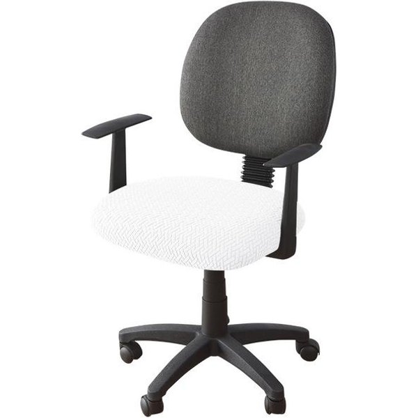 Funda Para Silla De Ordenador Jacquard, Fundas EláSticas De Licra En Forma De T Para Oficina, Hogar, Fundas De Asiento Redondas ExtraíBles Antisuciedad 1 Piece Blanco-image