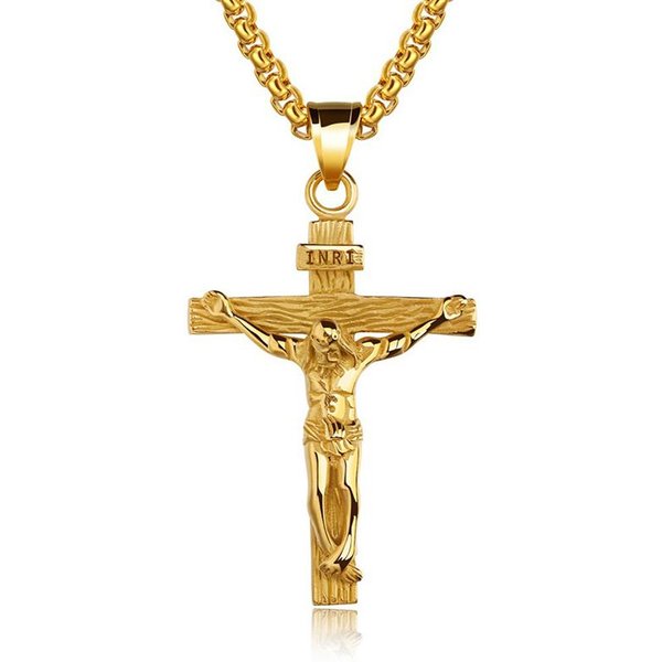 MęSkie Srebrne Ze Stali Nierdzewnej Jezus Chrystus Krucyfiks Krzyż Wisiorek Naszyjnik łAńCuch-image