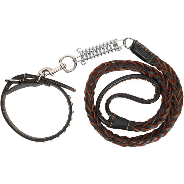 Correa Para Pasear Perros Con Collar Set De Collar Y Correa AntipéRdida Para Perros Grandes Y Medianos(Negro ) Negro-image