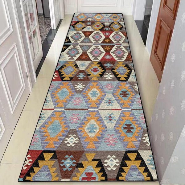 Boho AntypośLizgowy Dywanik Korytarzowy Dekoracja Domu Lobby WejśCie Biegacze Dywaniki PrzyłóżKowe PrzejśCie Zmywalny Dywanik Schody Hotelowe Korytarz Maty PodłOgowe 2.9X6.5Ft(90X200Cm)-image