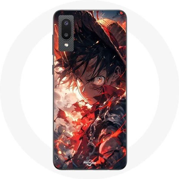 Funda - One Piece - Samsung Galaxy A02 - Luffy Enfadado - Flexible - Negra-image
