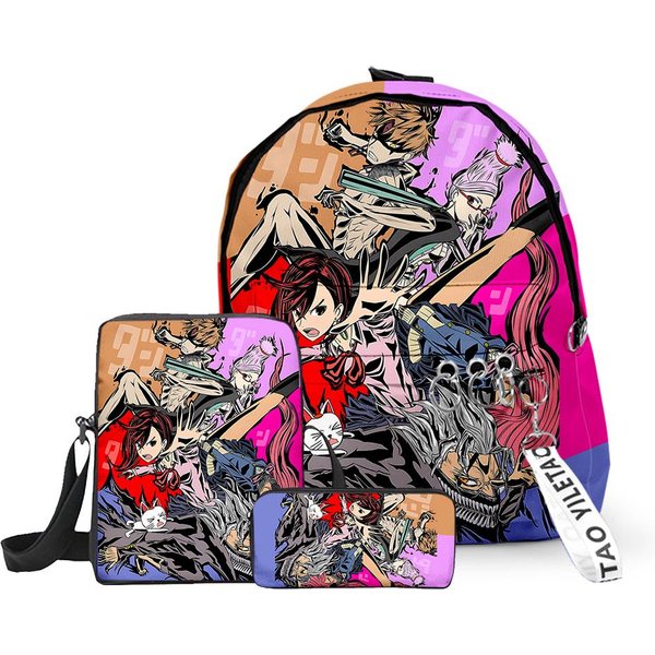 CláSico Popular Divertido Dandadan ImpresióN 3D 3Uds/Set Alumno Mochilas Escolares Mochila Para PortáTil Mochila Bolso De Hombro Inclinado Estuche-image