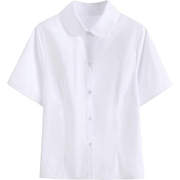 Camisa De Color SóLido Para Mujer Verano Manga Corta Talla Grande Holgada Con Cuello Para Mujer XL-image