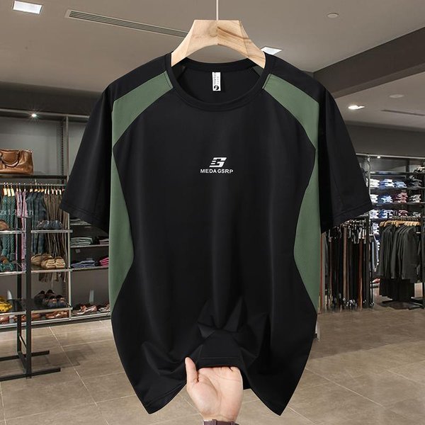 Talla Grande 4XL-13XL Camiseta Oversize Para Hombre Tops De Verano Negro Manga Corta 11Xl(150Kg-160Kg) Verde-image